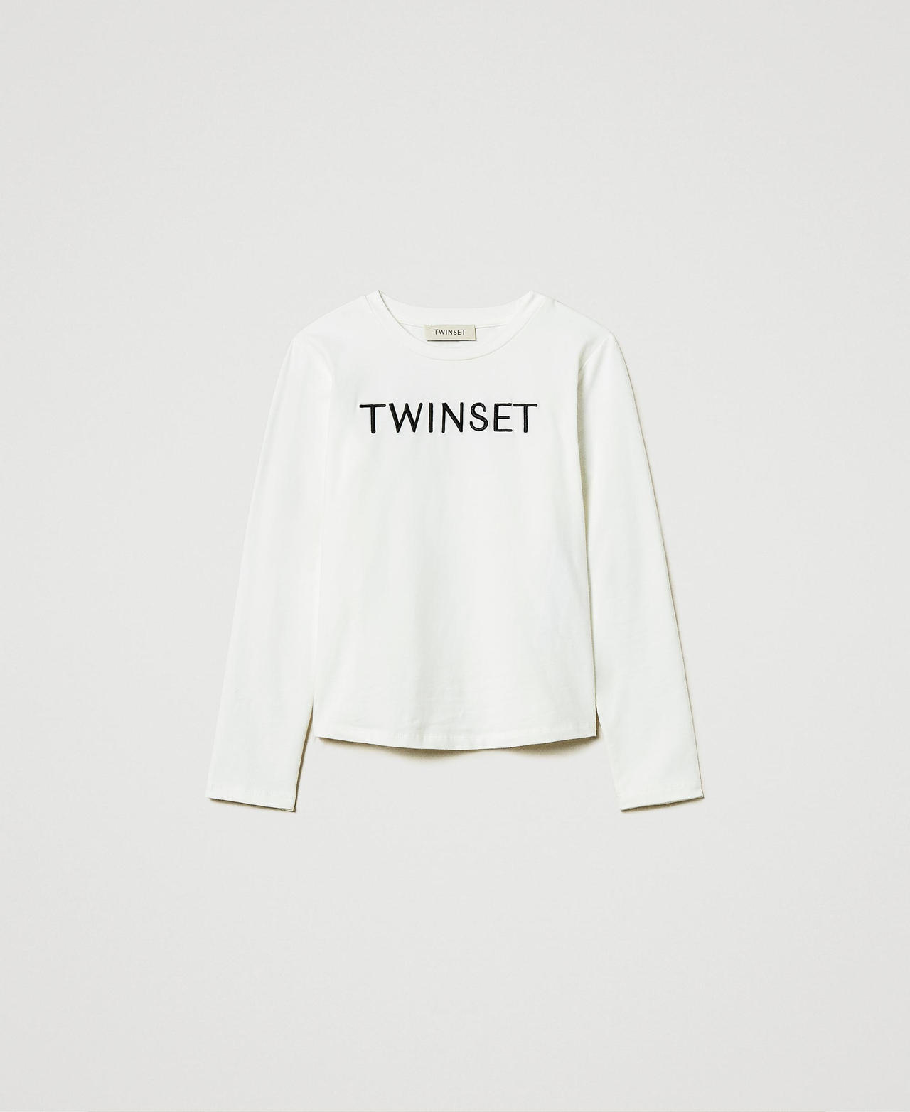 Scee by twin set T-shirt cropped con logo ricamato