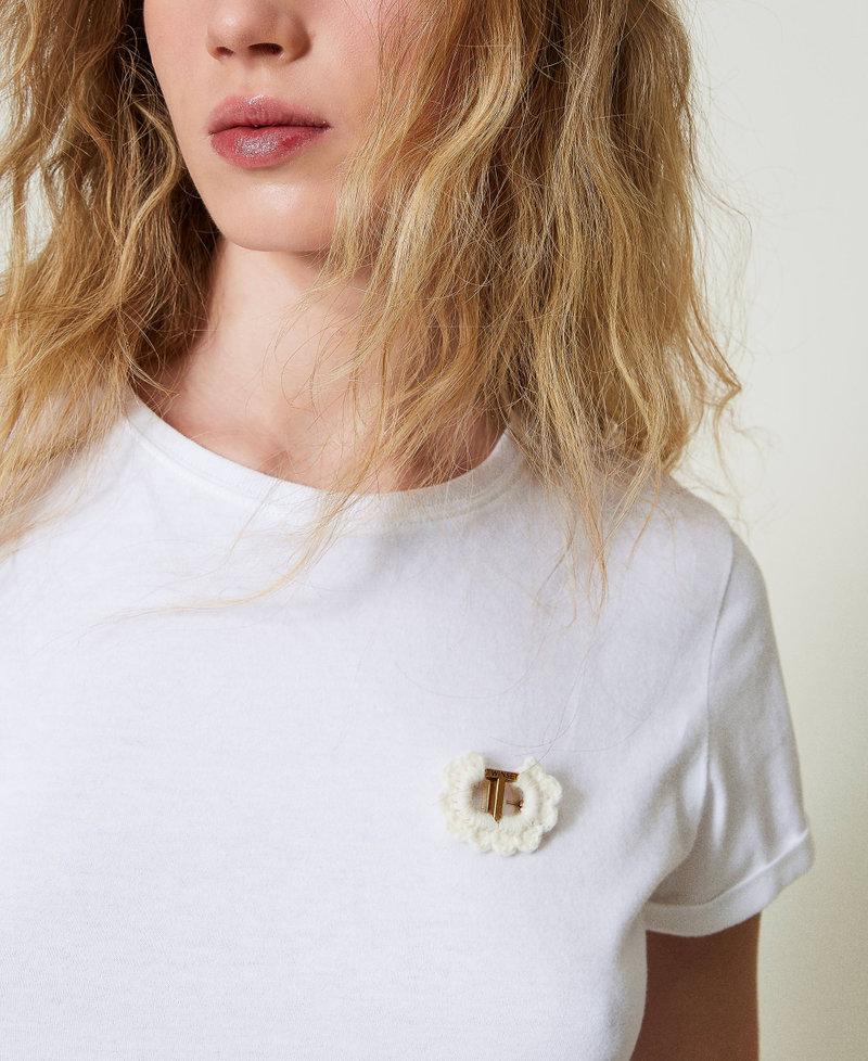Scee By Twin Set T-shirt Fitted Con Spilla Crochet