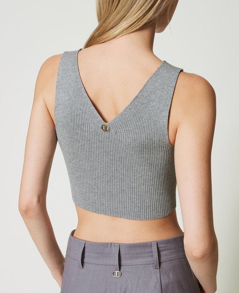 Scee By Twin Set Top Cropped In Maglia A Costine