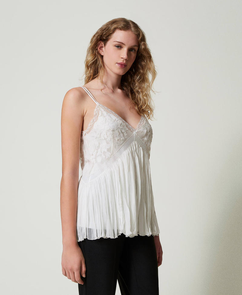 Scee By Twin Set Top In Creponne E Tulle