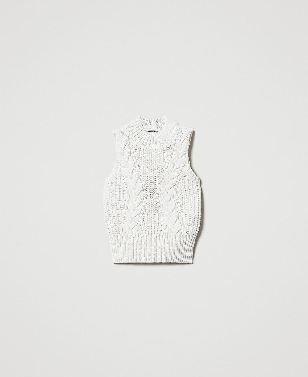 Scee by twin set Top in maglia con coste e trecce