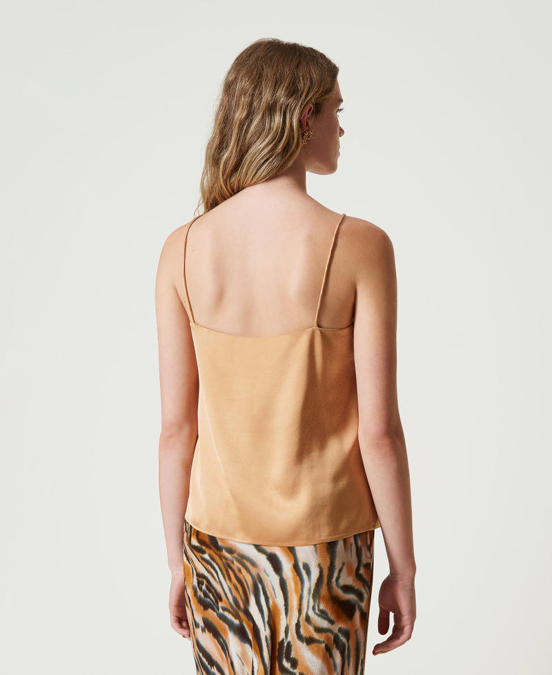 Scee By Twin Set Top In Raso Con Scollo Dritto