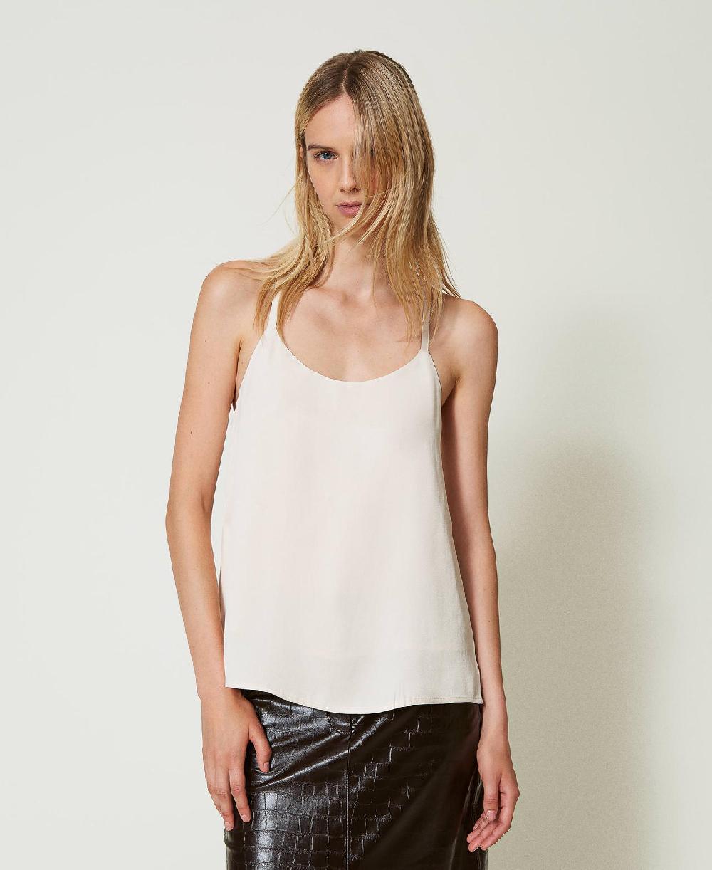 Scee By Twin Set Top In Raso Con Spalline Sottili