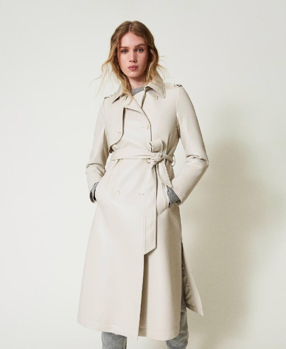 Scee By Twin Set Trench Lungo Spalmato Con Cintura