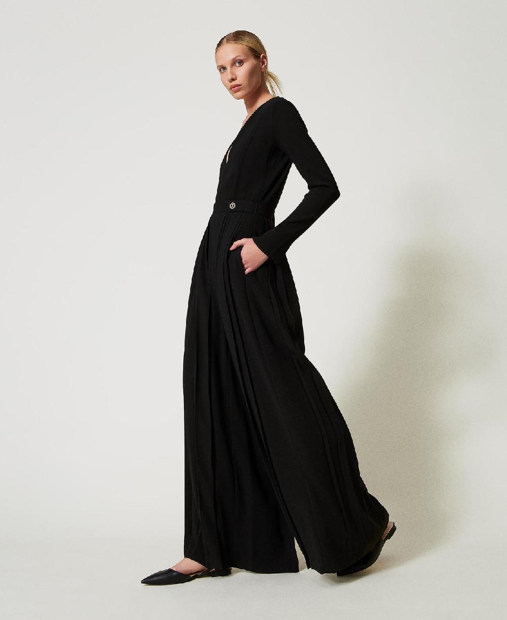 Scee By Twin Set Tuta In Crêpe Plissé Con Bottoni