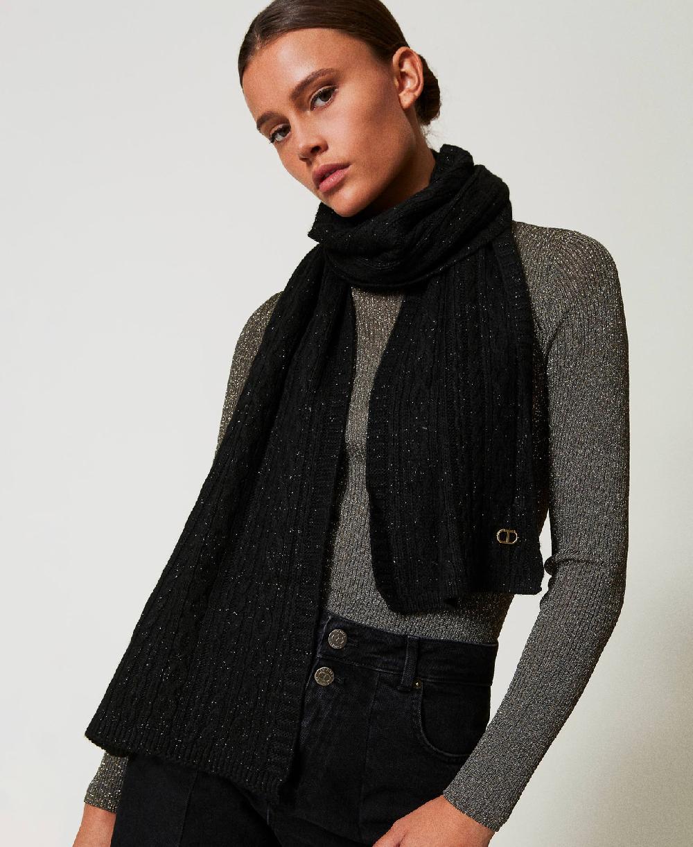 Scee by twin set Sciarpa in maglia con lurex a trecce