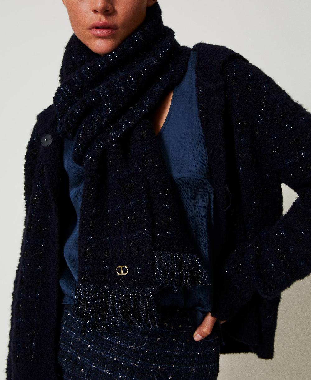 Scee by twin set Sciarpa in maglia con lurex e frange