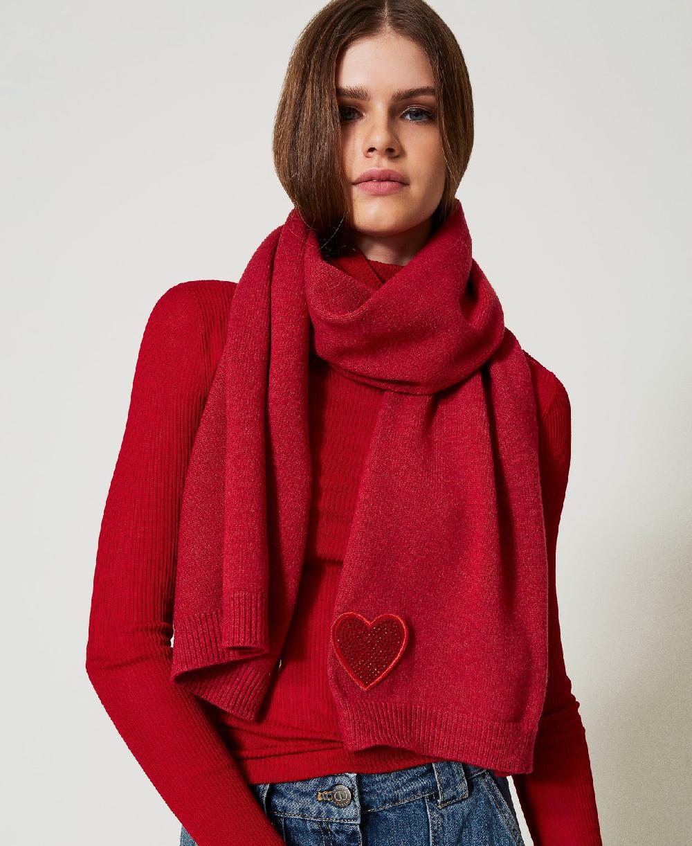 Scee by twin set Sciarpa in maglia con patch a cuore