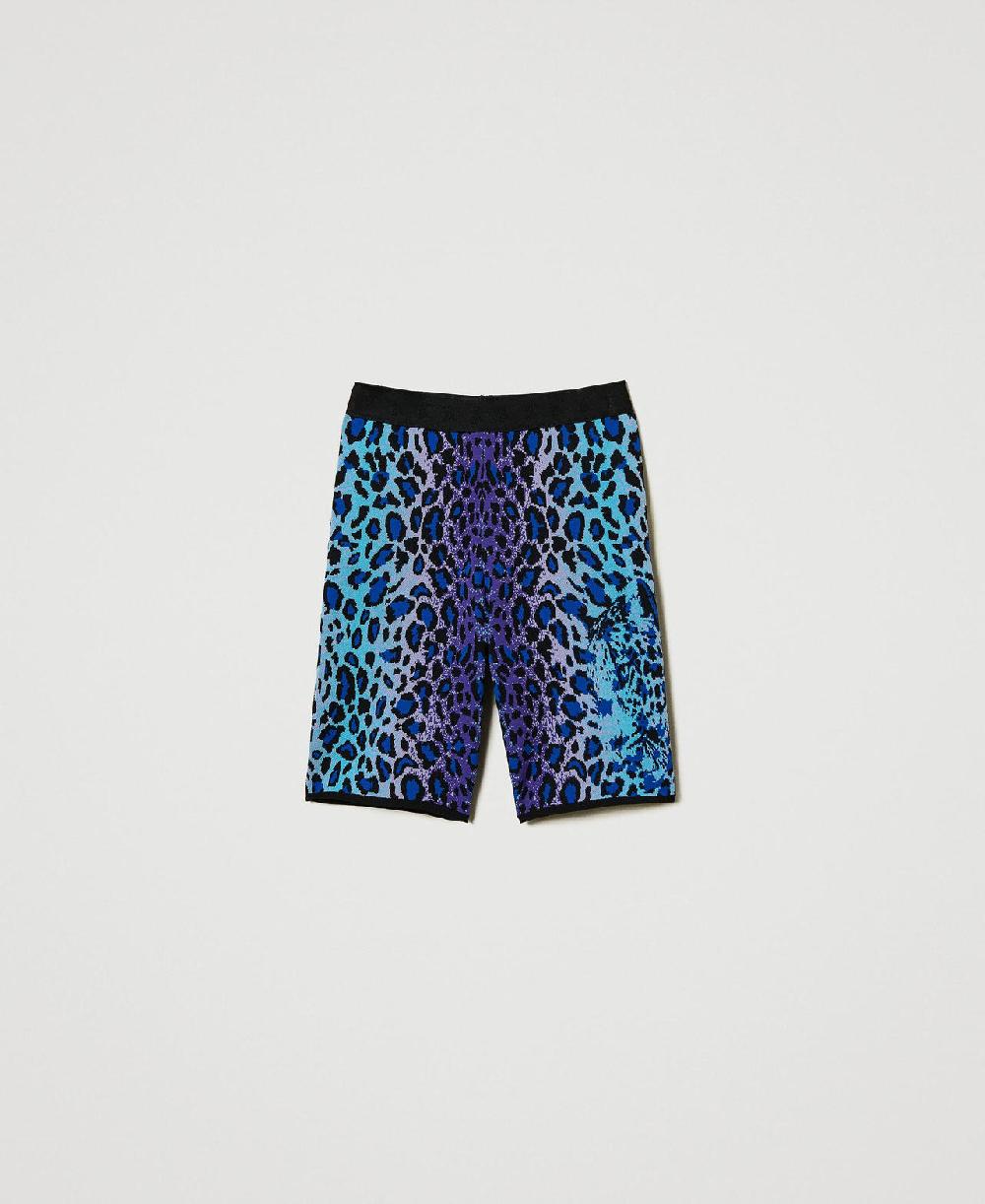 Scee by twin set Shorts biker MYFO in maglia jacquard