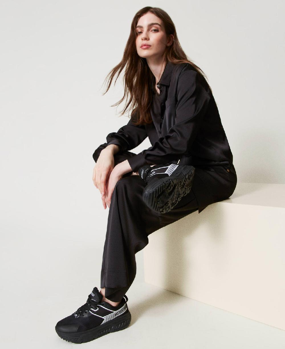 Scee by twin set Sneakers Fessura a righe con logo a contrasto