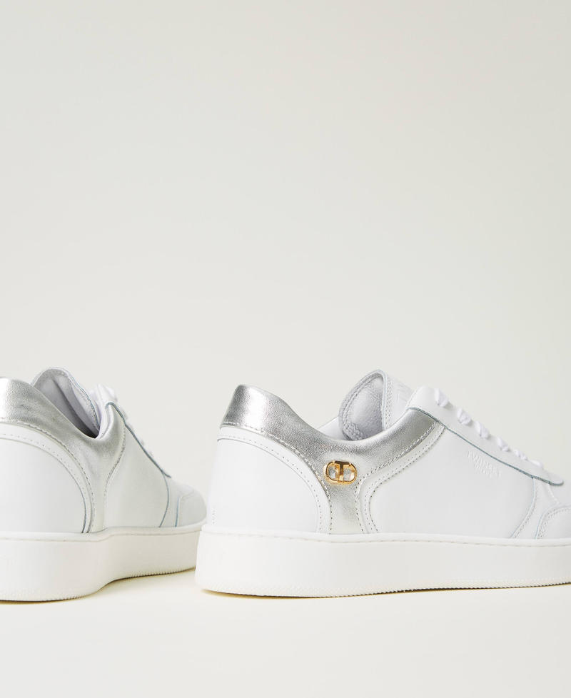 Scee By Twin Set Sneakers In Pelle Con Inserti Laminati