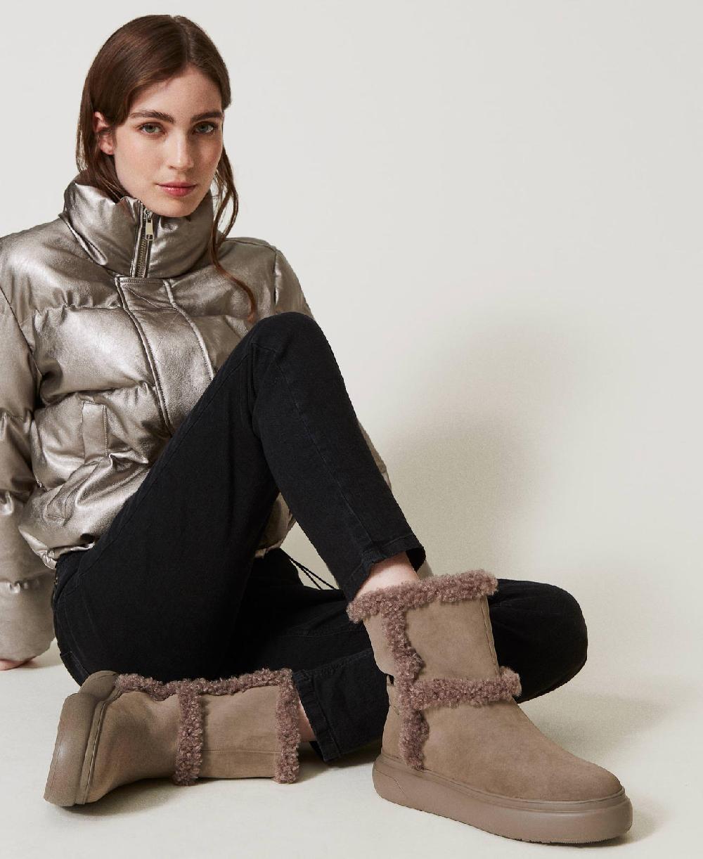 Scee by twin set Stivaletti con dettagli in faux fur