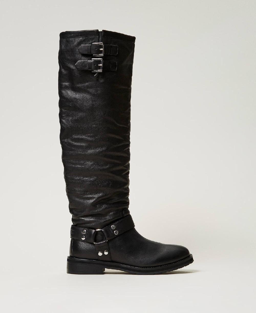 Scee by twin set Stivali alti 'Darcy' in pelle con cinturini