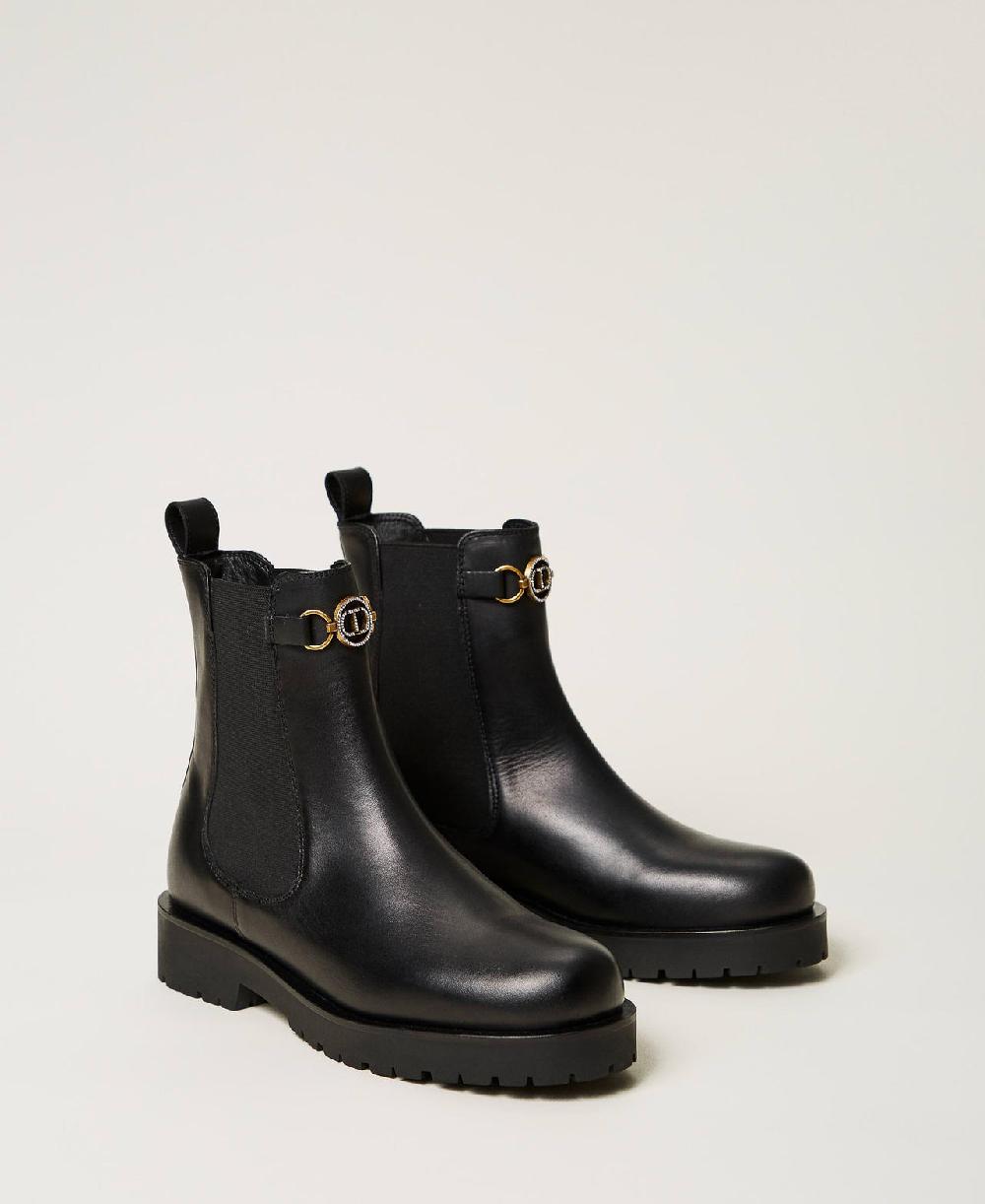 Scee By Twin Set Stivali Chelsea In Pelle Con Oval T