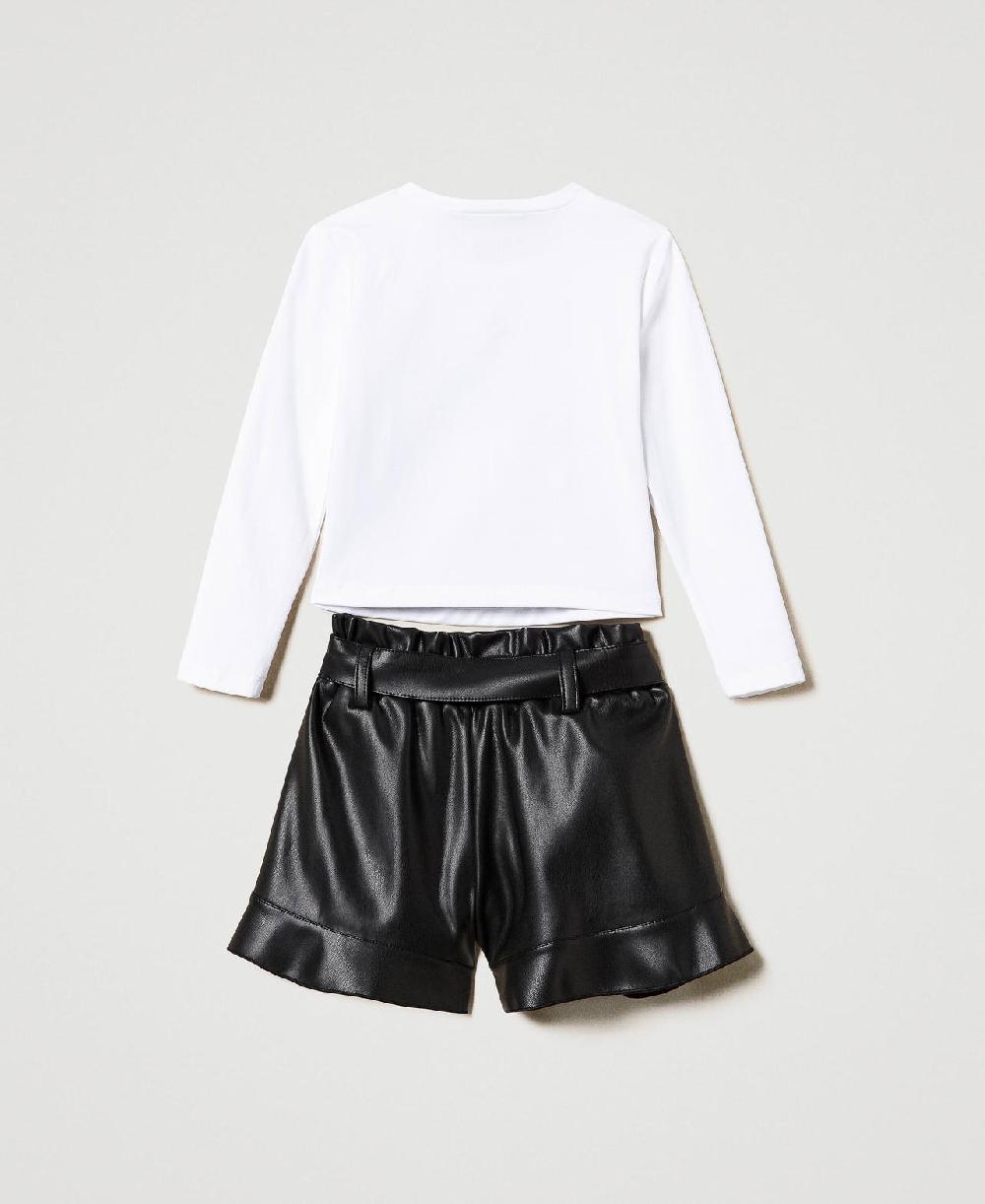 Scee by twin set T-shirt con stampa e shorts con volant