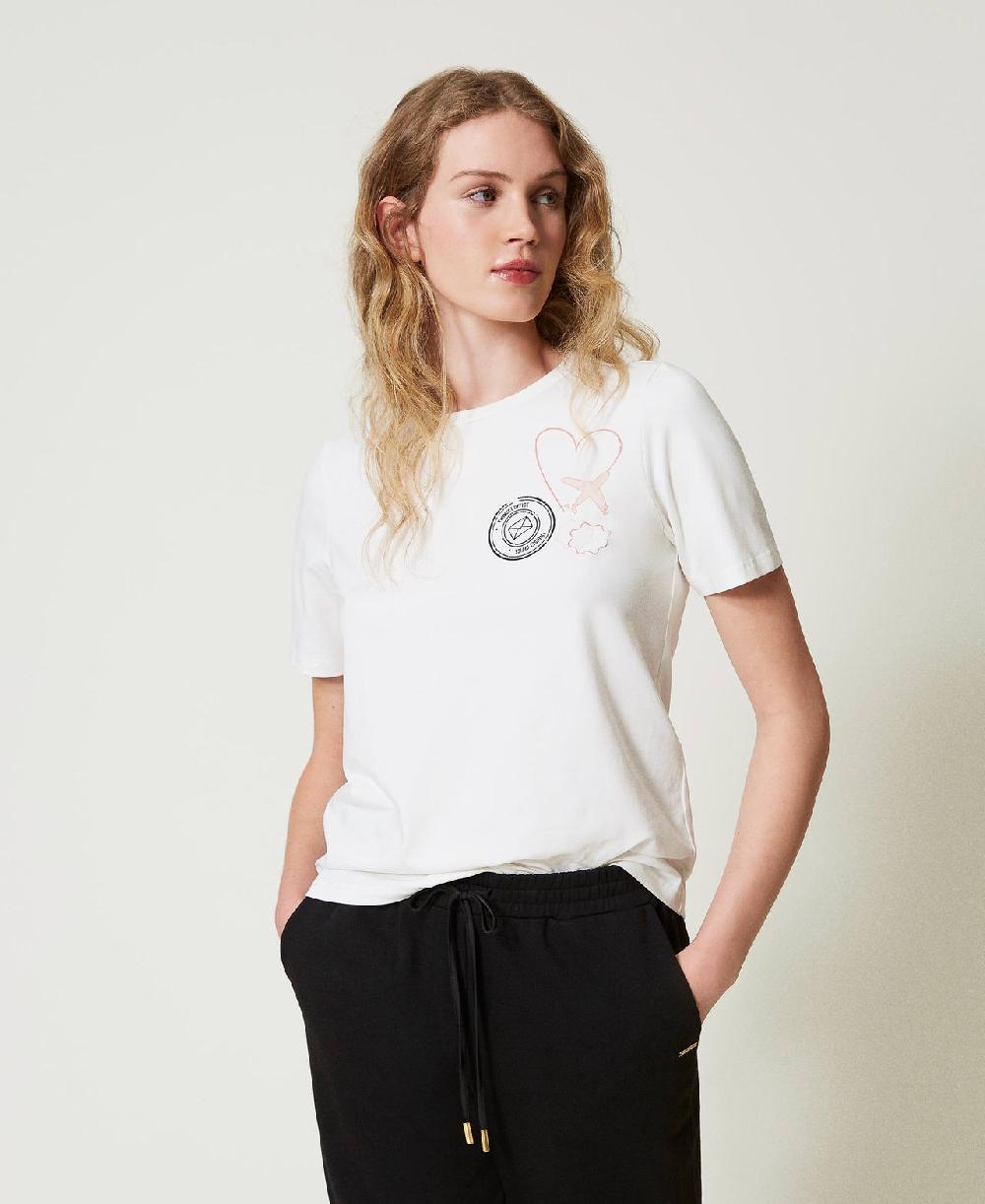 Scee By Twin Set T-shirt Regular Con Stampa Glitter