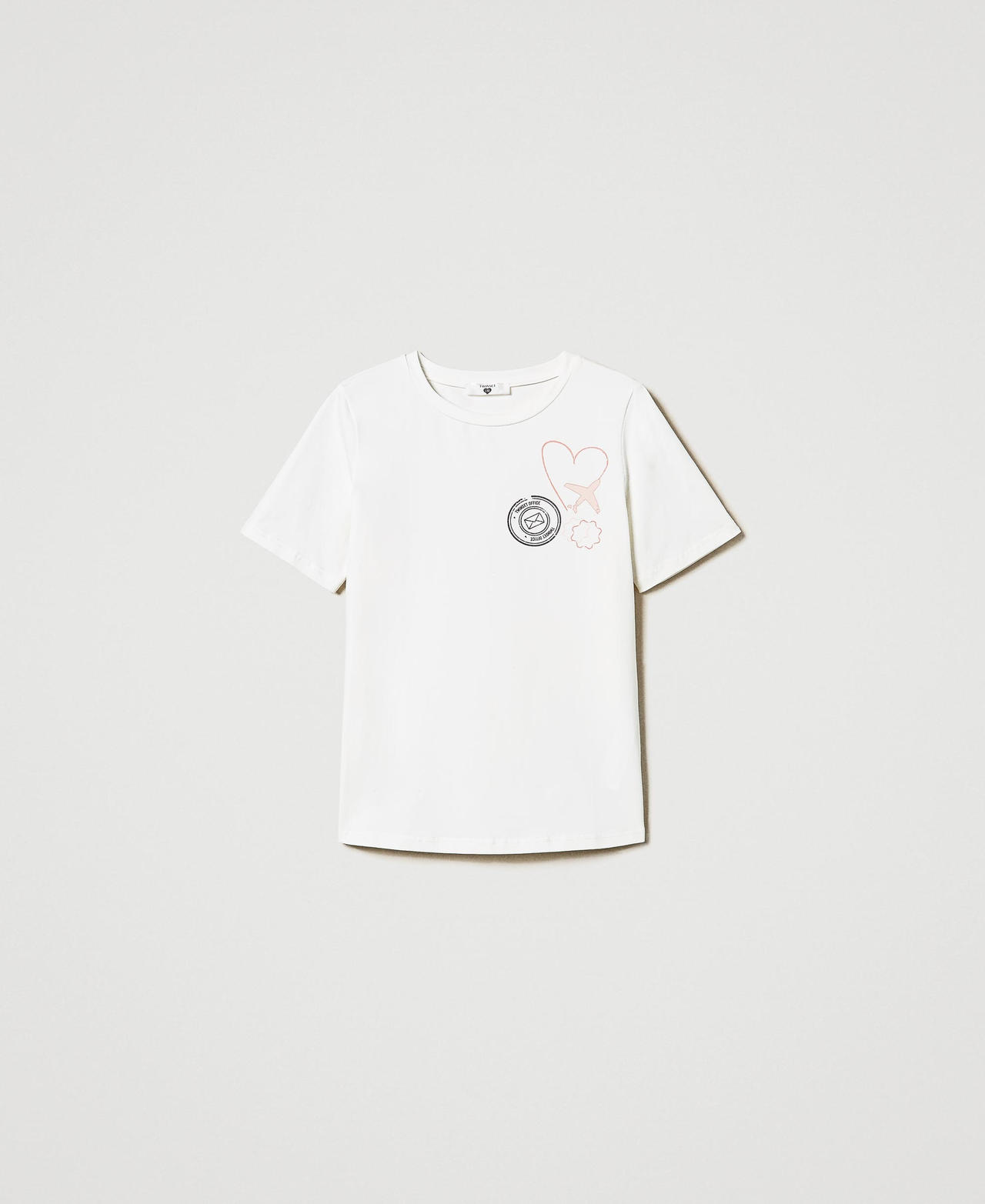 Scee by twin set T-shirt regular con stampa glitter