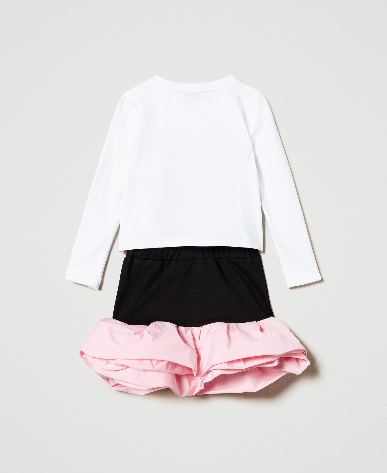 Scee by twin set T-shirt stampata e gonna con balze