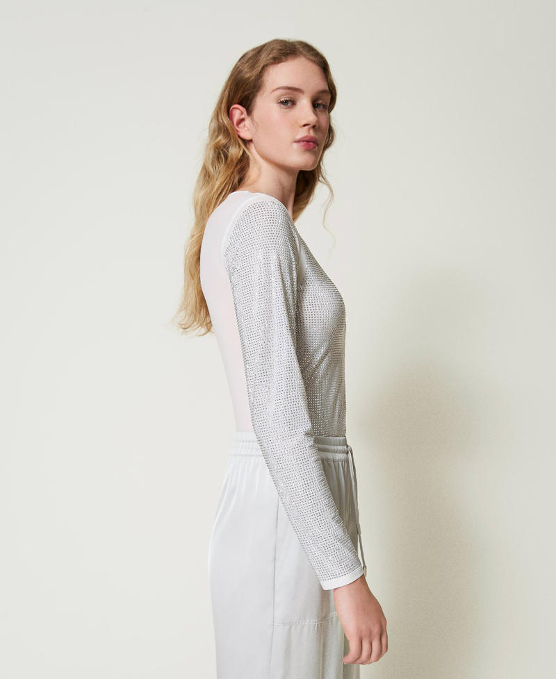 Scee By Twin Set T-shirt Stretch Con Strass All Over