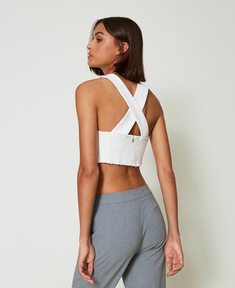 Scee By Twin Set Top In Crêpe Cady E Organza Ricamata