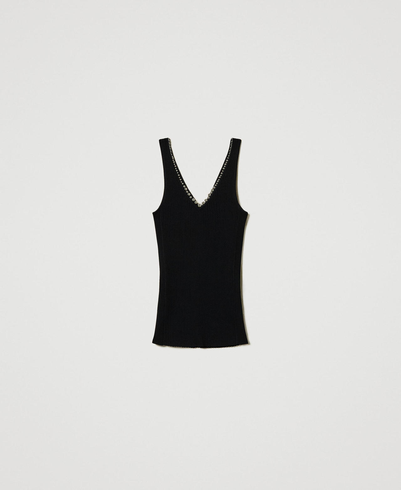 Scee by twin set Top in maglia a costine con perline