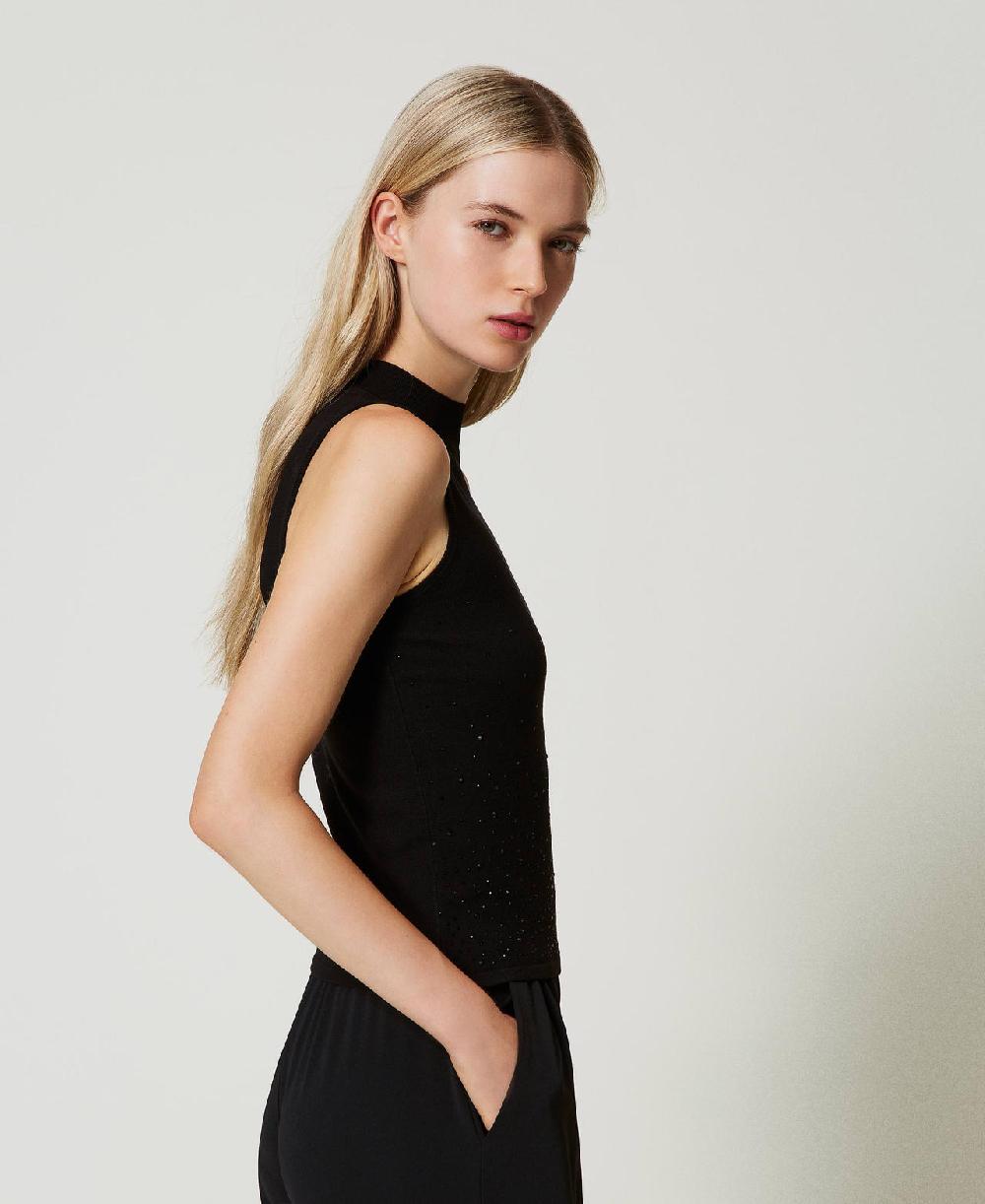 Scee By Twin Set Top In Maglia Con Strass In Dégradé