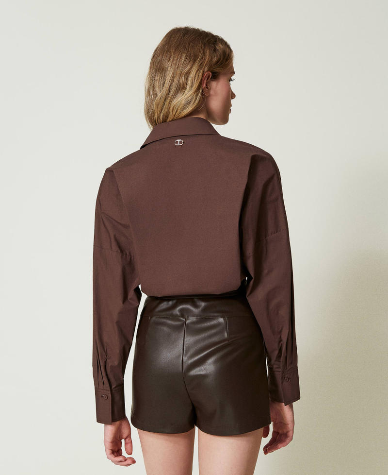 Scee By Twin Set Tuta Corta In Popeline E Tessuto Spalmato