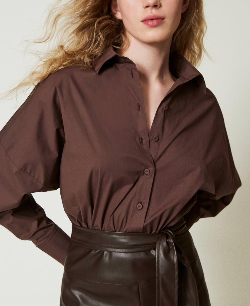 Scee By Twin Set Tuta Corta In Popeline E Tessuto Spalmato