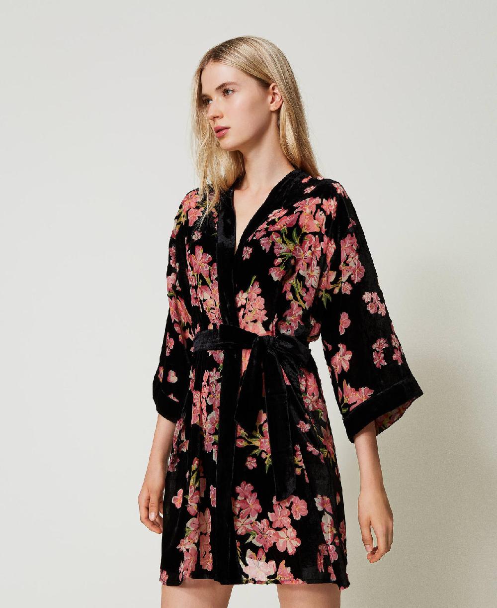 Scee By Twin Set Vestaglia In Velluto Dévoré A Fiori