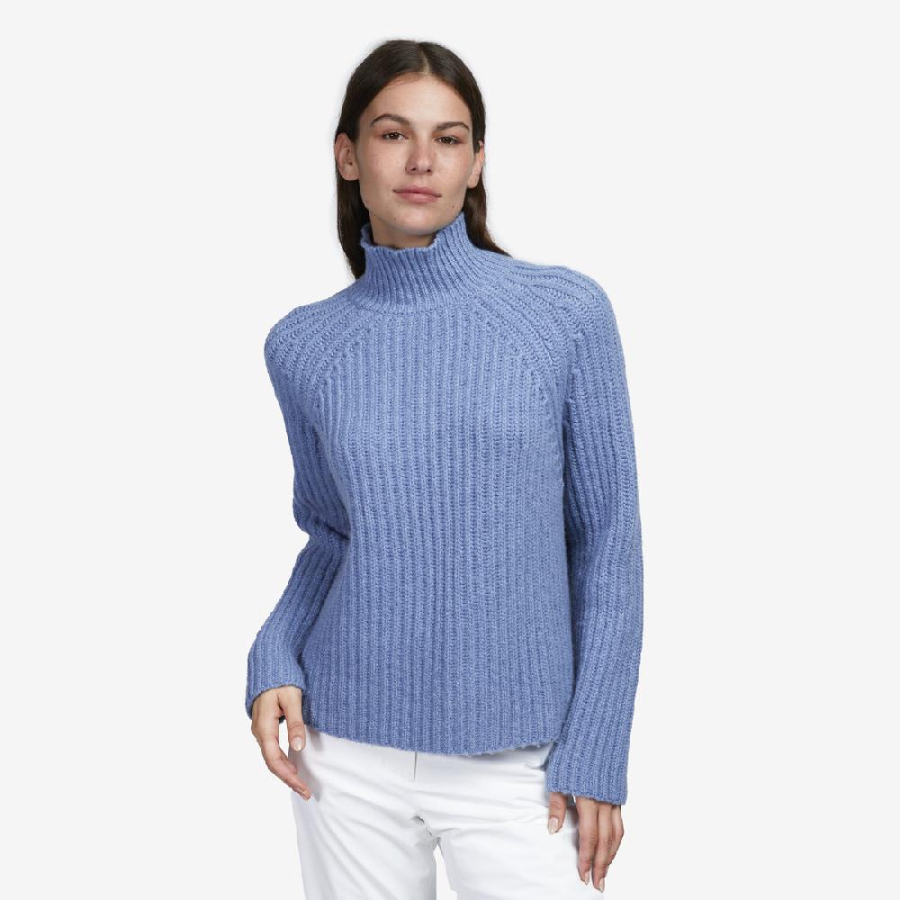 Sease Maglione Athos Mock In Cashmere - Blu Tempesta