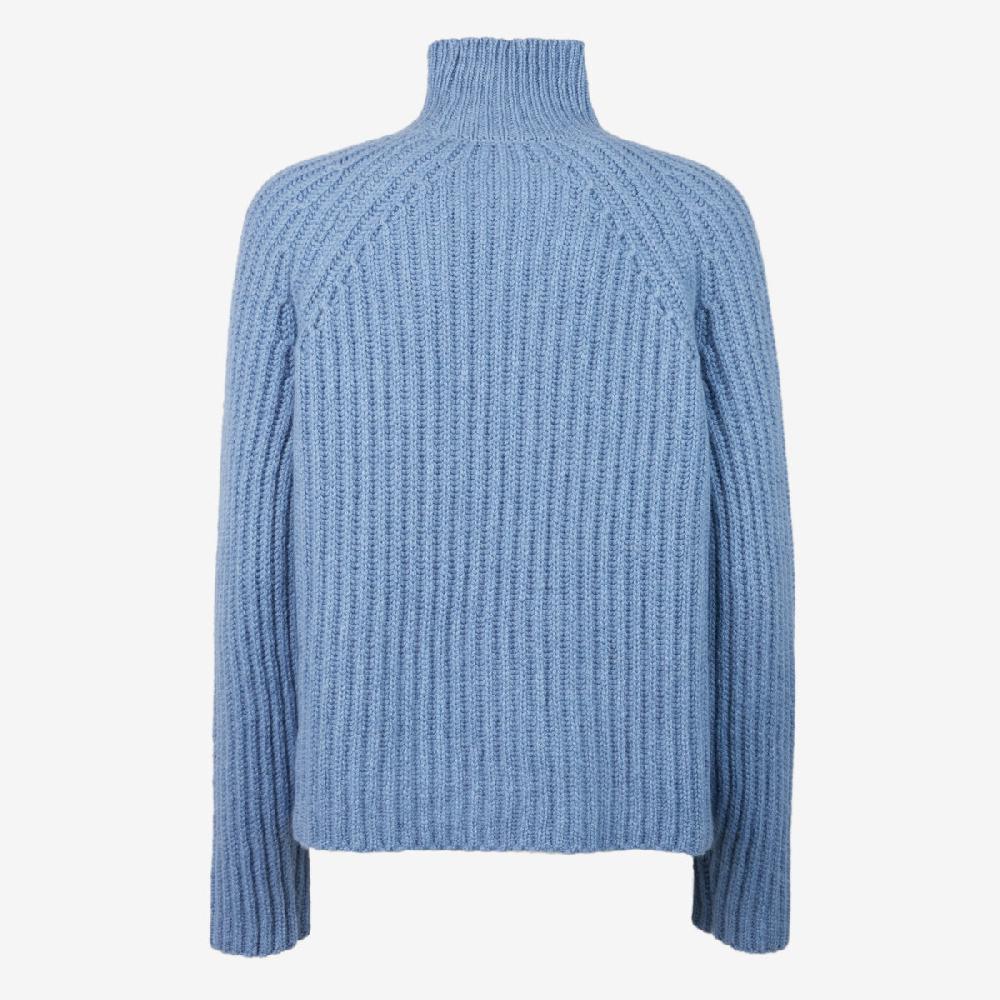 Sease Maglione Athos Mock In Cashmere - Blu Tempesta