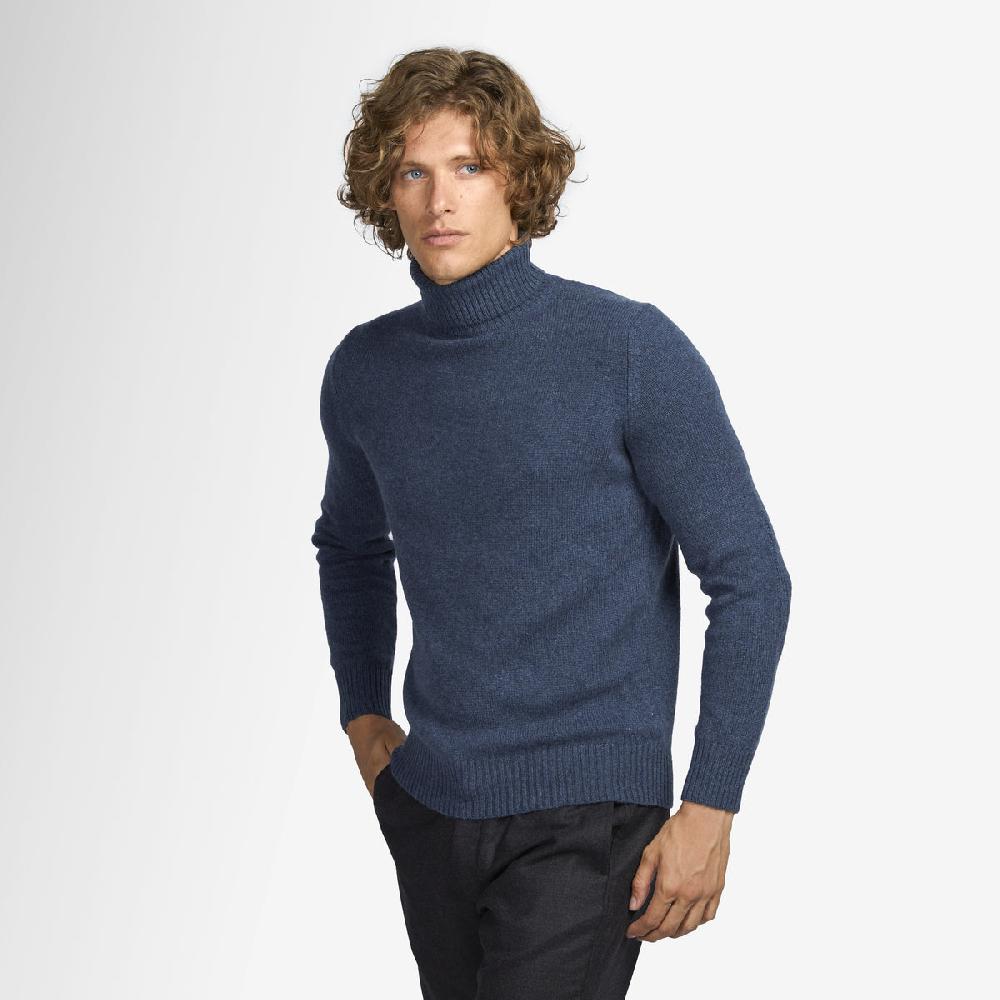 Sease Maglione In Cashmere A Collo Alto - Blu Mid