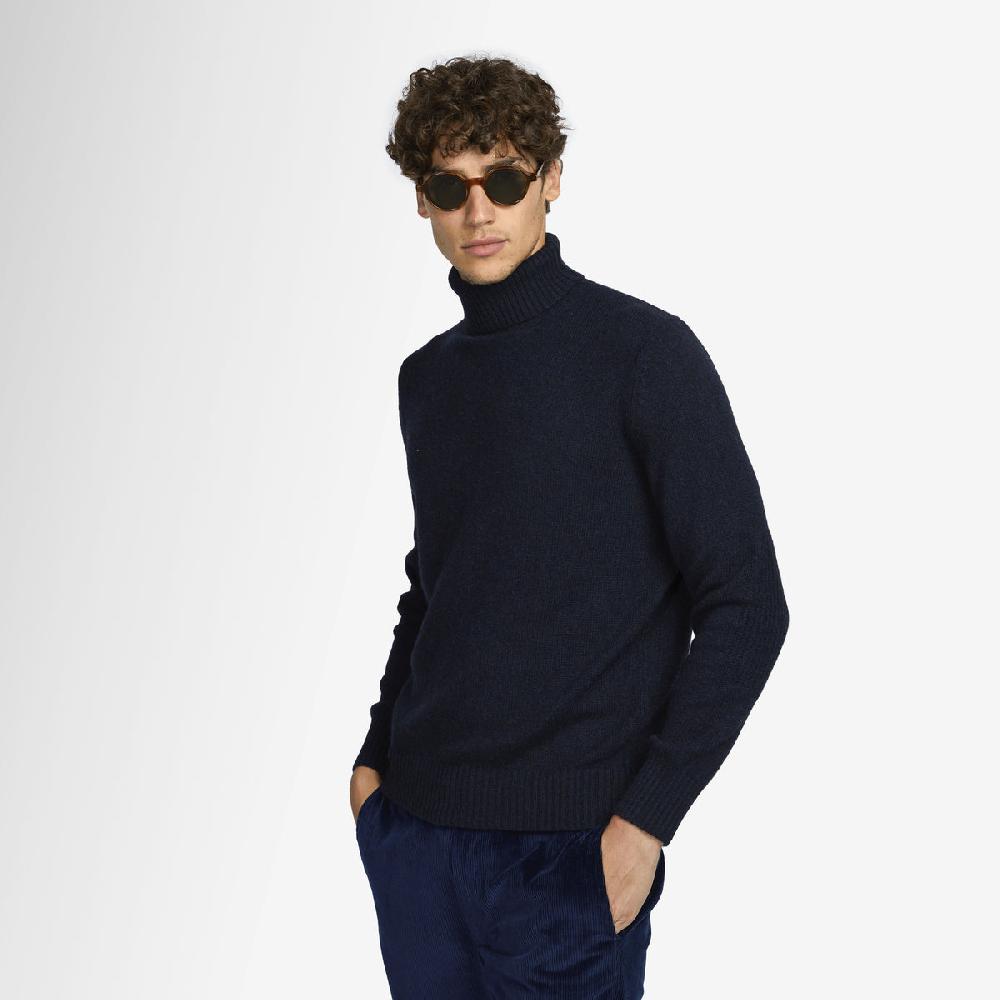 Sease Maglione In Cashmere A Collo Alto - Blu Navy