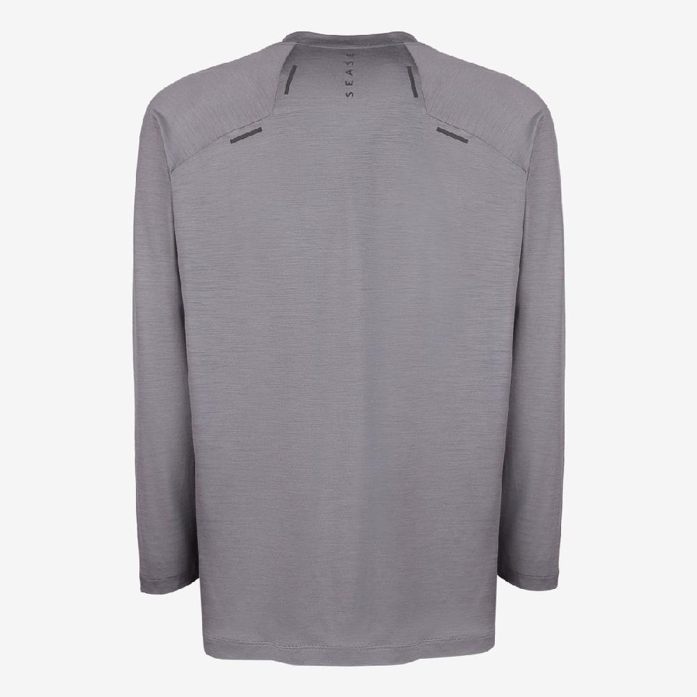 Sease T-shirt Ls: Maniche Lunghe Lana Merino - Piombo