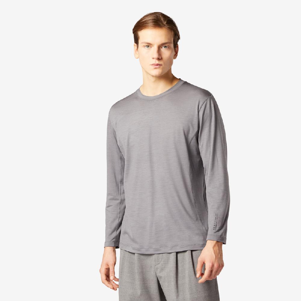 Sease T-shirt Ls: Maniche Lunghe Lana Merino - Piombo