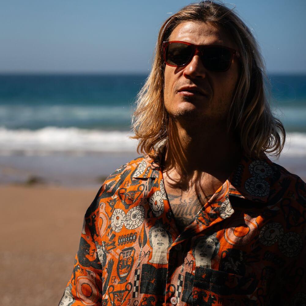 Seay / Camicia Hawaiana Arancione Stampa Etrusca By Hazkj