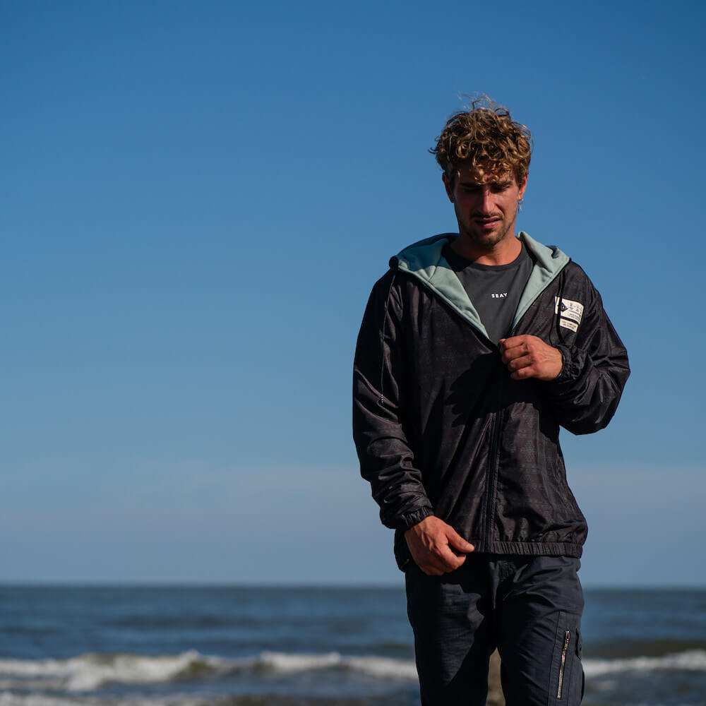 Seay / Giacca a Vento Reversibile con Cappuccio Verde