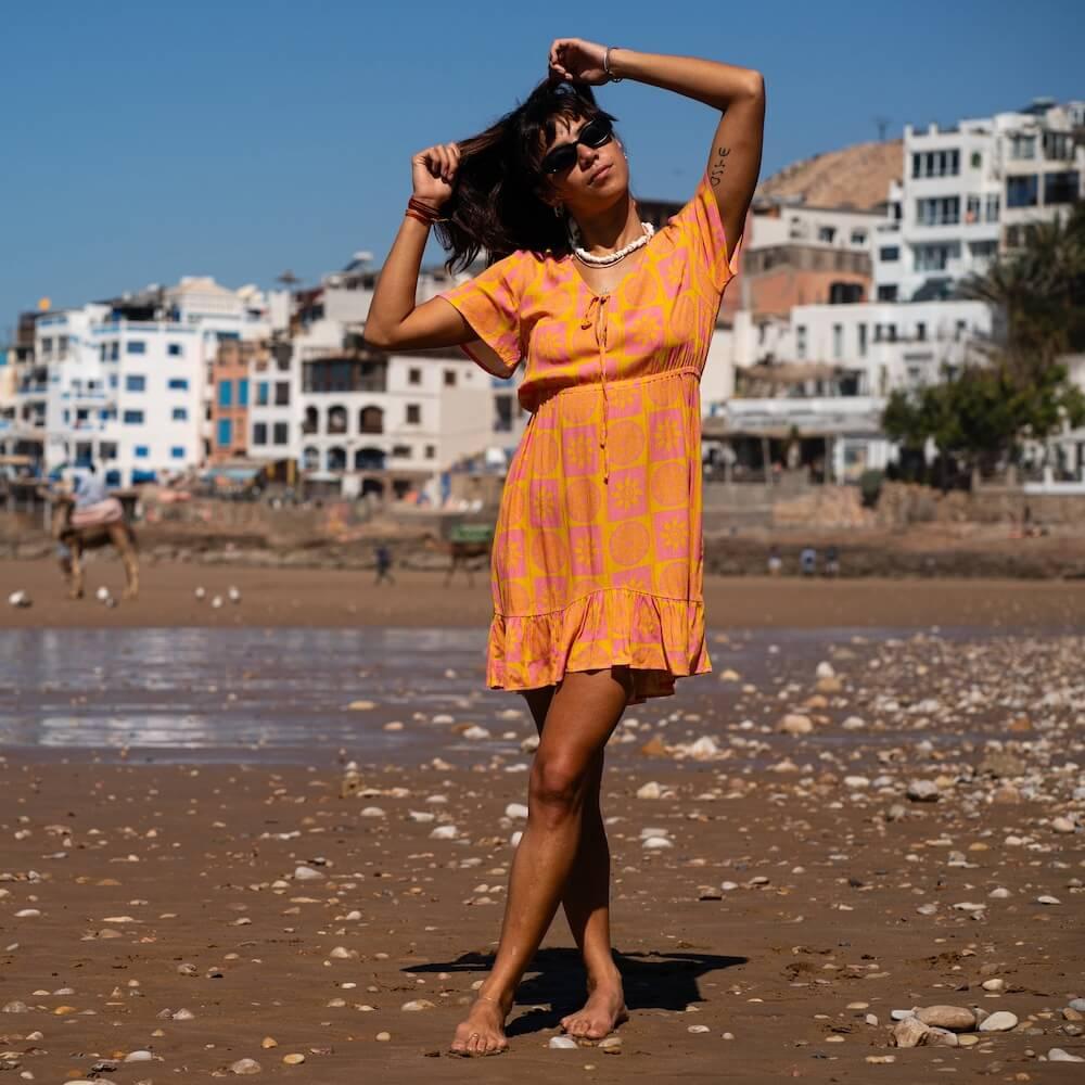 Seay / Abito Corto Rosa Giallo Symbols