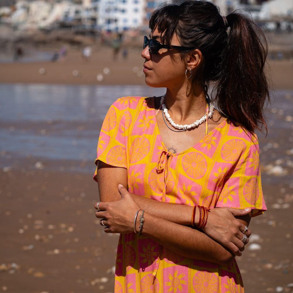 Seay / Abito Corto Rosa Giallo Symbols