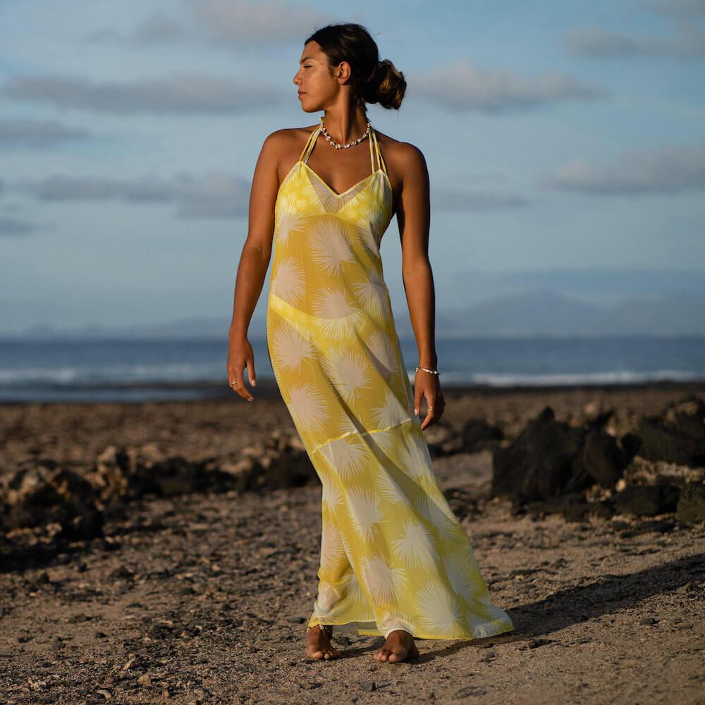 Seay / Abito Lungo Giallo Soffioni