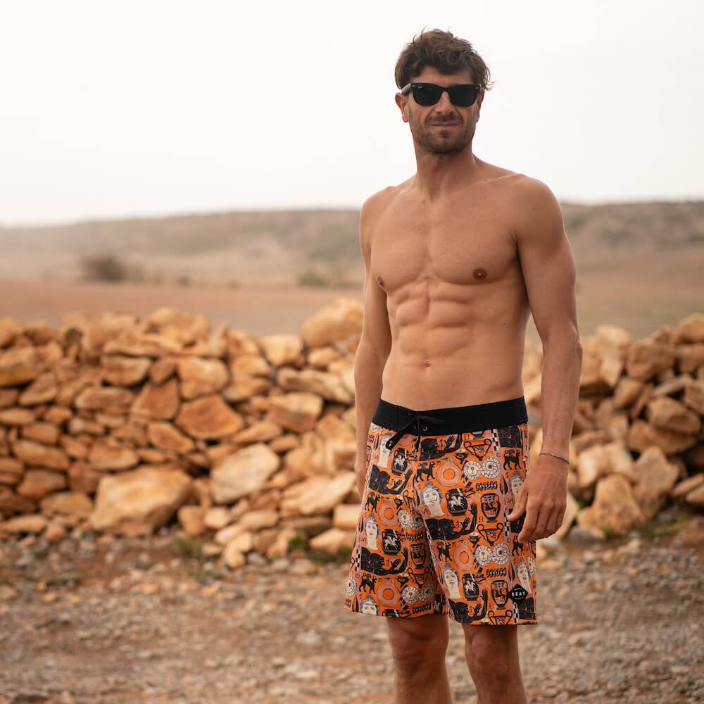 Seay / Boardshort Arancione Stampa Etrusca By Hazkj
