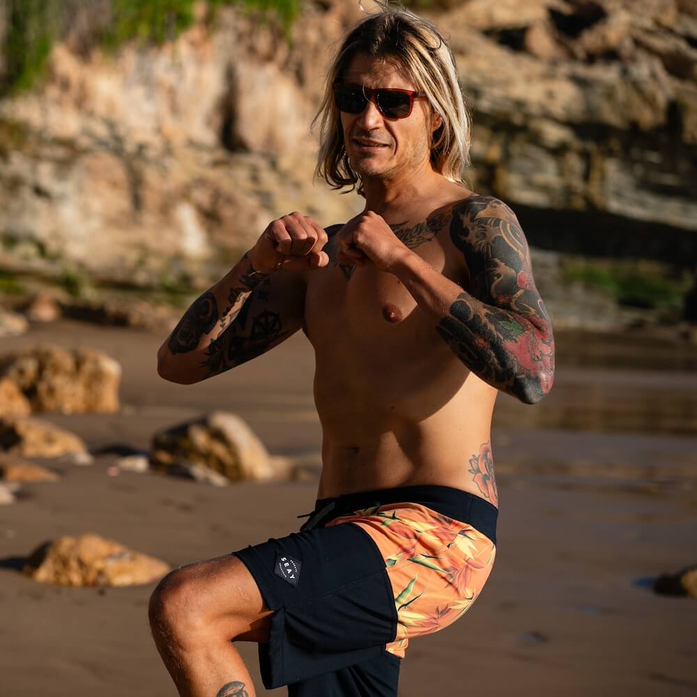 Seay / Boardshort Nero Arancione Bird Of Paradise