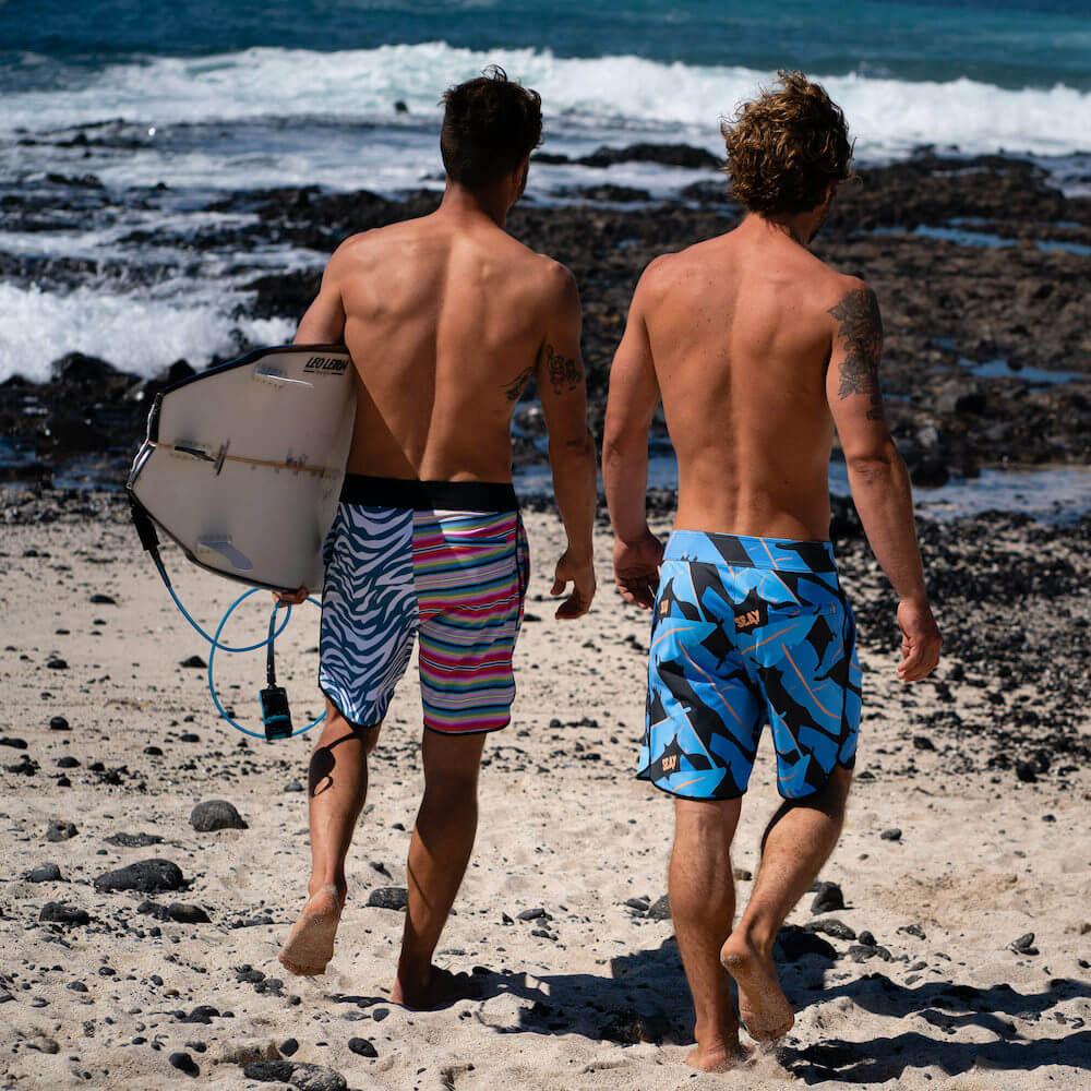 Seay / Boardshort Nero Blu Foglie Banano Alapai