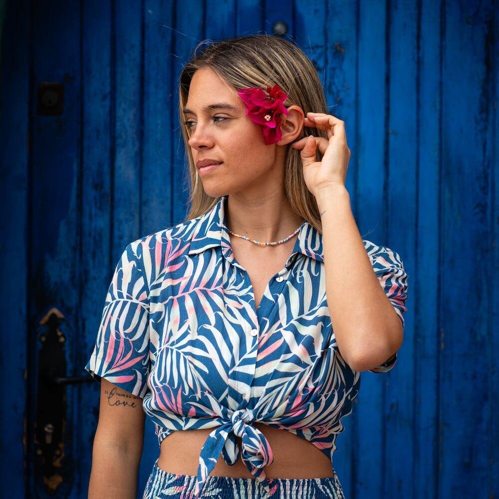 Seay / Camicia Crop Blu Bamboo