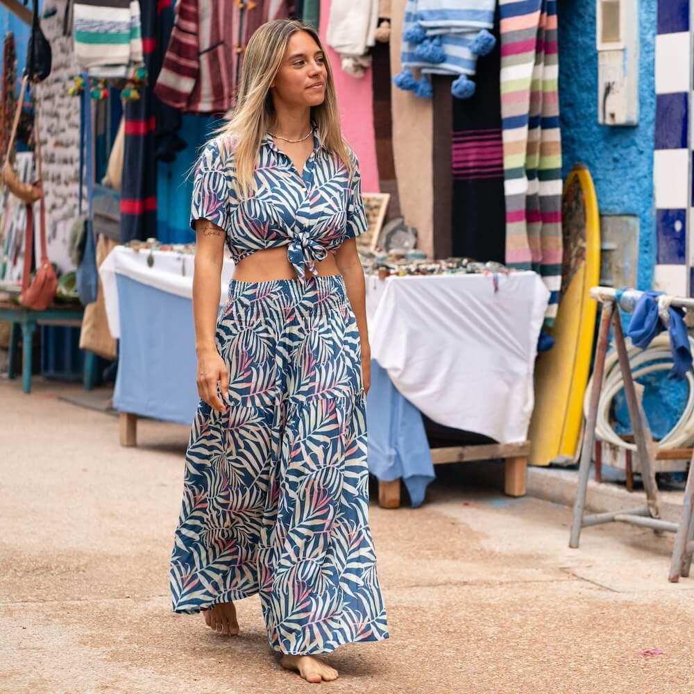 Seay / Camicia Crop Blu Bamboo