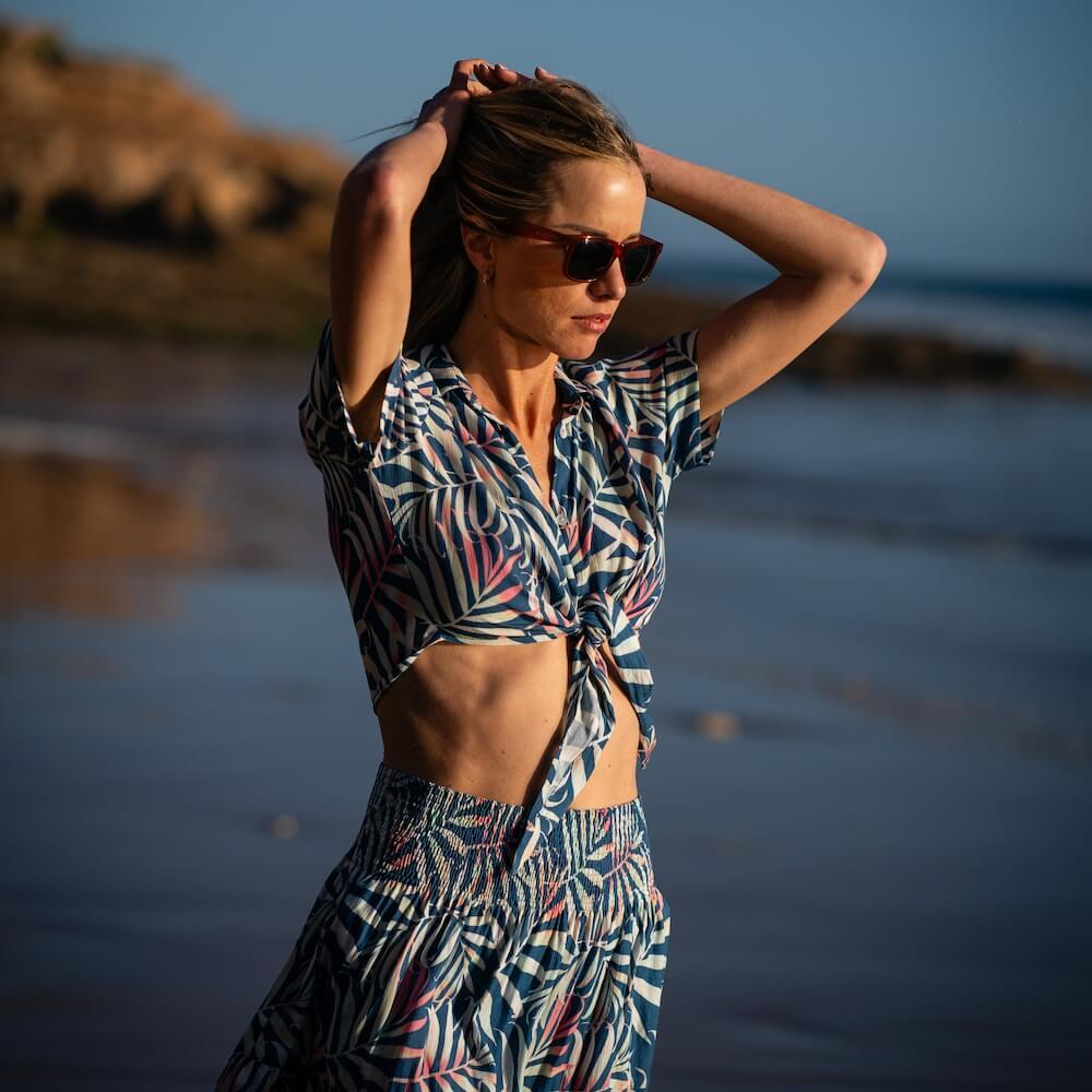 Seay / Camicia Crop Blu Bamboo