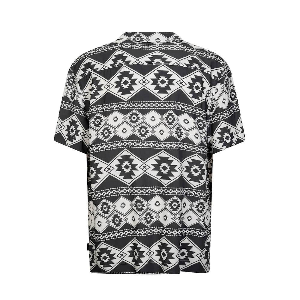 Seay / Camicia Hawaiana Bianco Nera Stampa Nativa