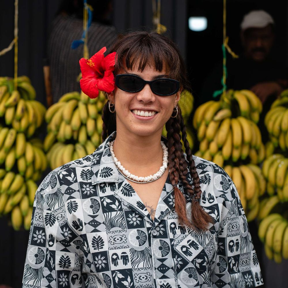 Seay / Camicia Hawaiana Grigia Nera Symbols