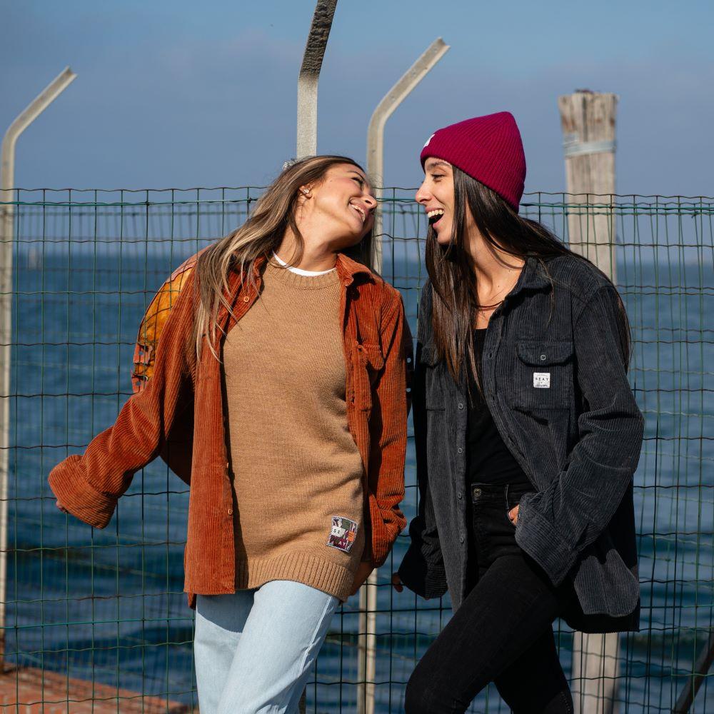 Seay / Camicia In Velluto A Coste Biscotto Delavé