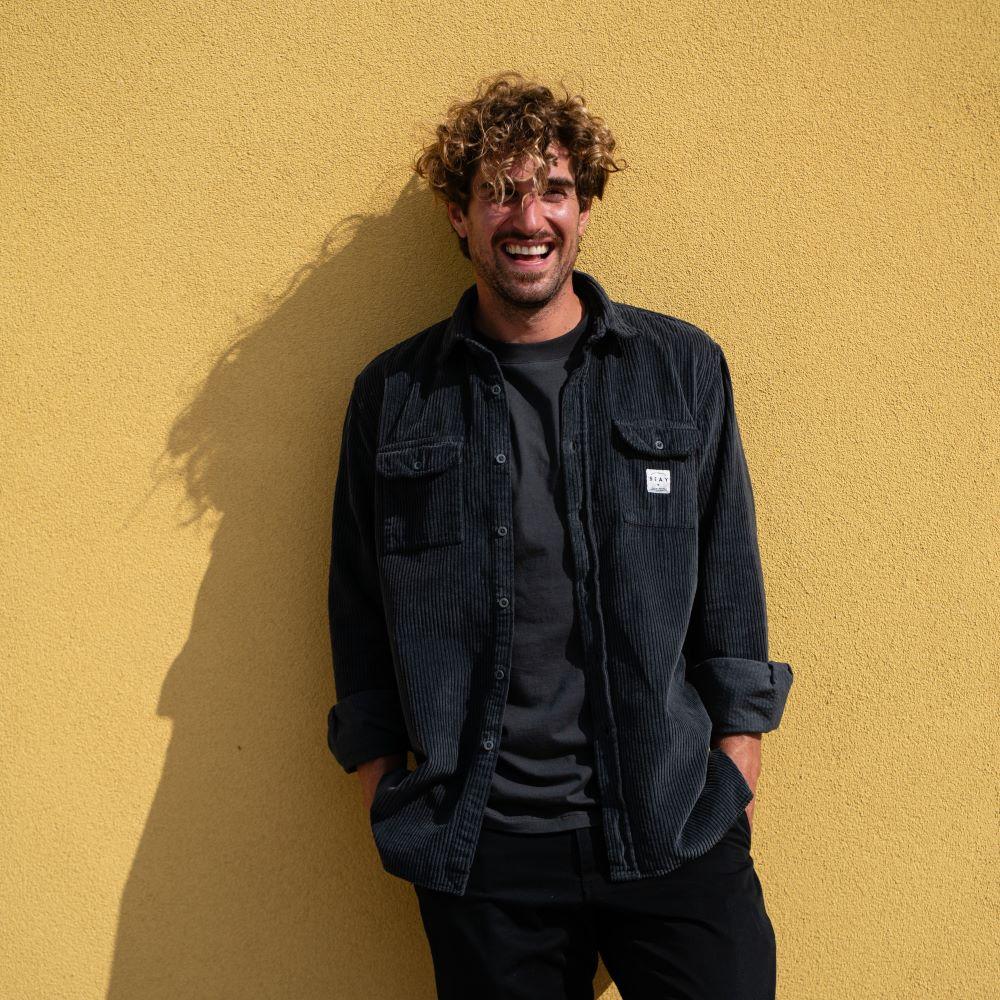 Seay / Camicia In Velluto A Coste Nera Delavé